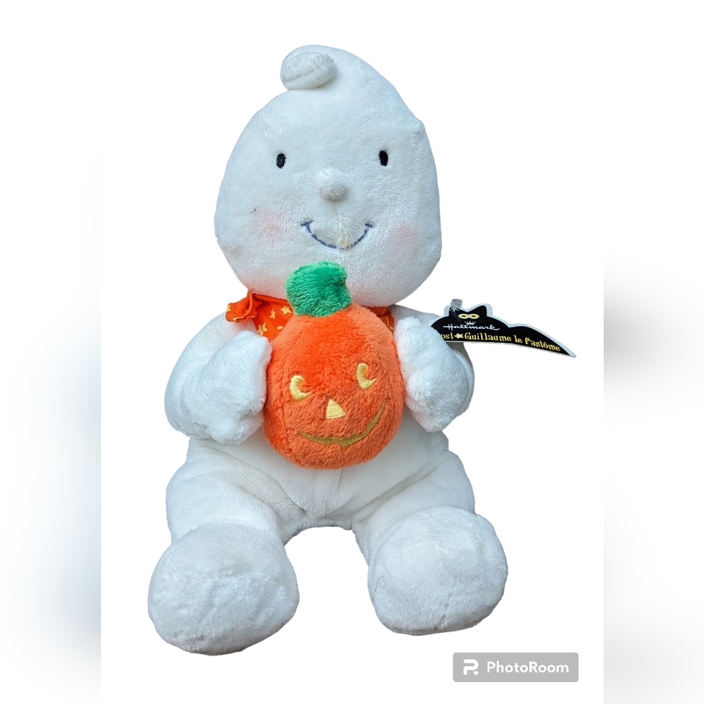 Groovy The Ghost Hallmark White Ghost Plush Halloween Stuffed Toy W/Pumpkin NEW